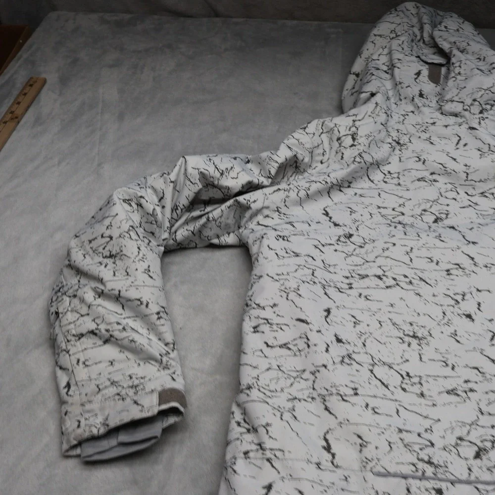 Columbia Ski Jacket Kids Large 14/16 White Marble Print Omni-Heat Insulated Hood
